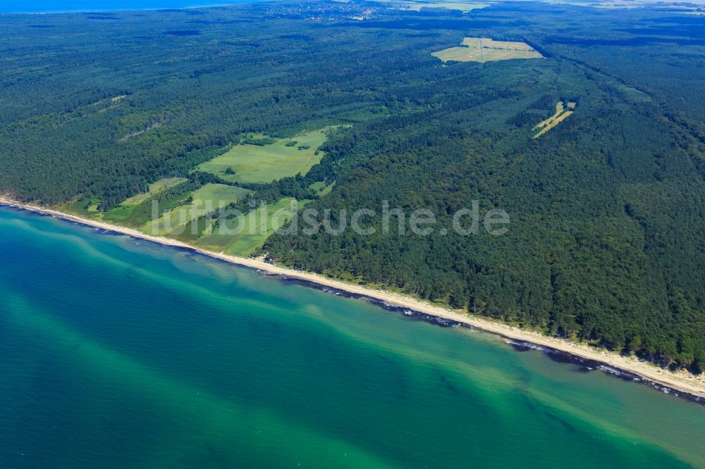 Luftbild Born am Darß - Küsten- Landschaft am Sandstrand der Ostsee in Born am Darß im Bundesland Mecklenburg-Vorpommern, Deutschland