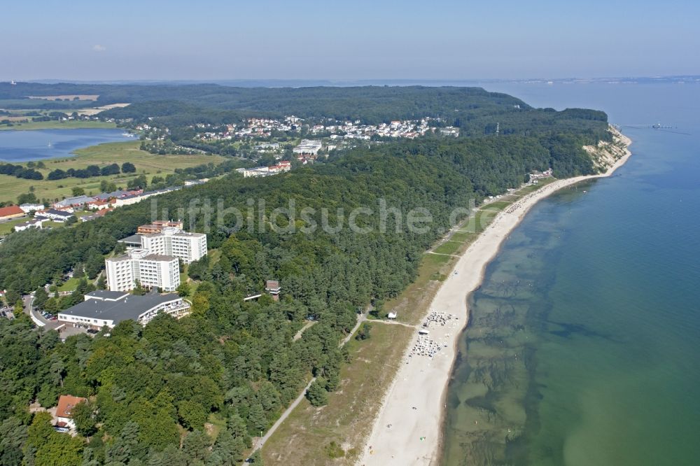 Luftbild Sellin - Küsten- Landschaft am Sandstrand der Ostsee auf der Insel Rügen in Sellin im Bundesland Mecklenburg-Vorpommern