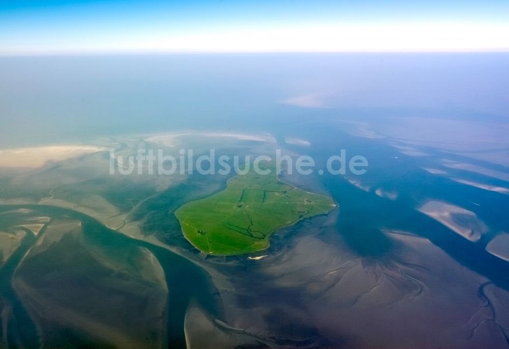 Luftaufnahme Pellworm - Küstenbereich der nordfriesischen Nordsee- Insel Pellworm im Bundesland Schleswig-Holstein, Deutschland