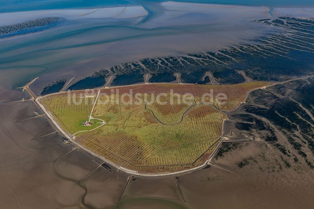 Luftbild Hallig Südfall - Küstenbereich der Nordsee - Insel in Hallig Südfall im Bundesland Schleswig-Holstein, Deutschland