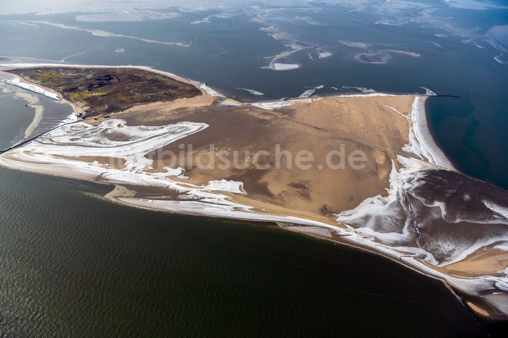 Luftaufnahme Wangerooge - Küstenbereich der Nordsee- Insel Minsener Oog bei Wangerooge im Bundesland Niedersachsen