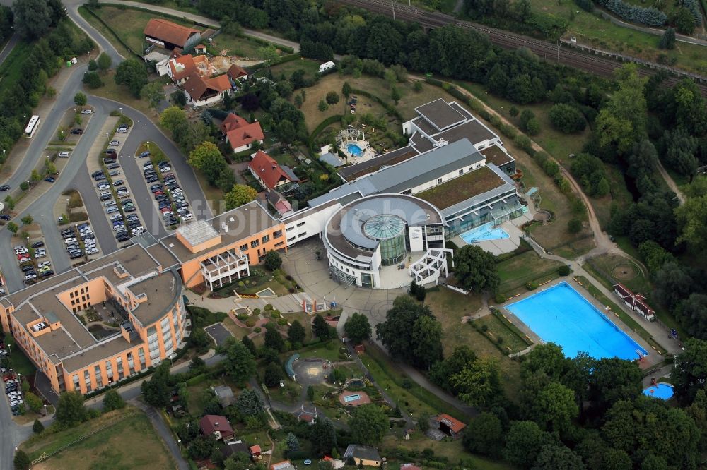 Luftaufnahme Heilbad Heiligenstadt - Kur- Park mit Eichsfeld-Therme in Heilbad Heiligenstadt in Thüringen