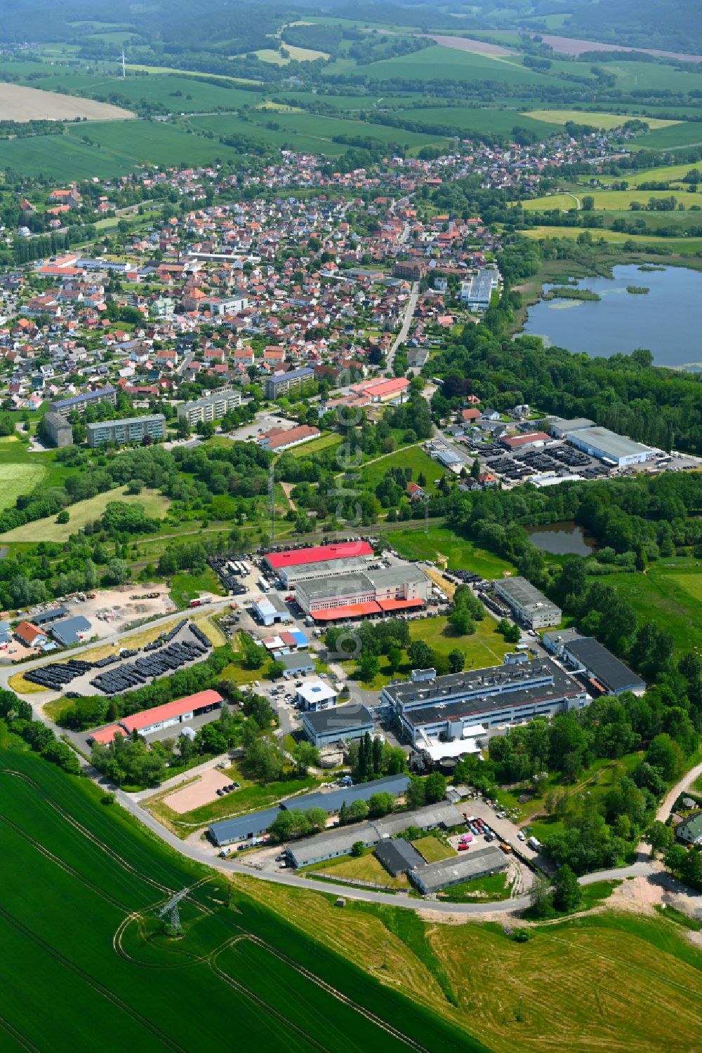 Luftbild Breitungen/Werra - Lagerfläche der WIS Kunststoffe GmbH im Gewerbegebiet in Breitungen/Werra im Bundesland Thüringen, Deutschland