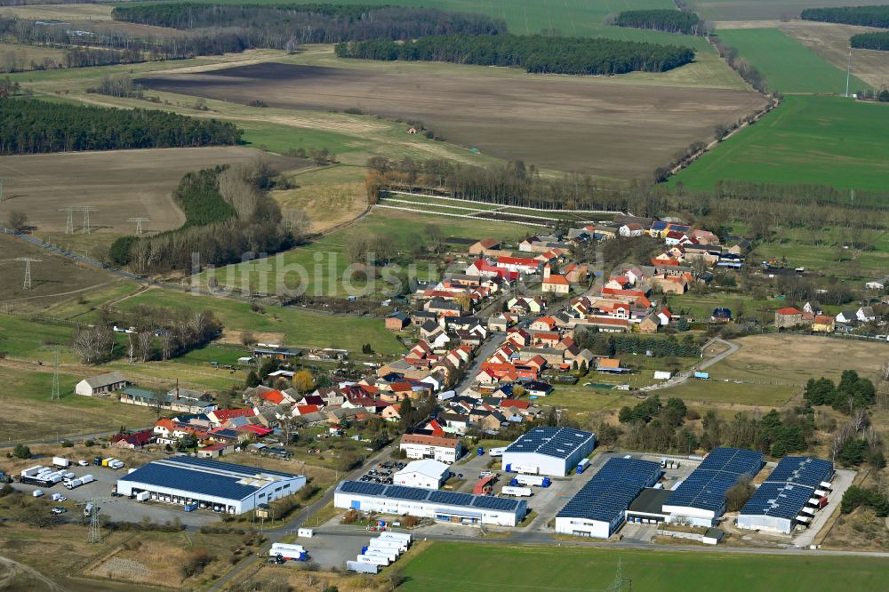 Luftaufnahme Nunsdorf - Lagerhallen und Speditionsgebäude DSS Logistik GmbH in Nunsdorf im Bundesland Brandenburg, Deutschland