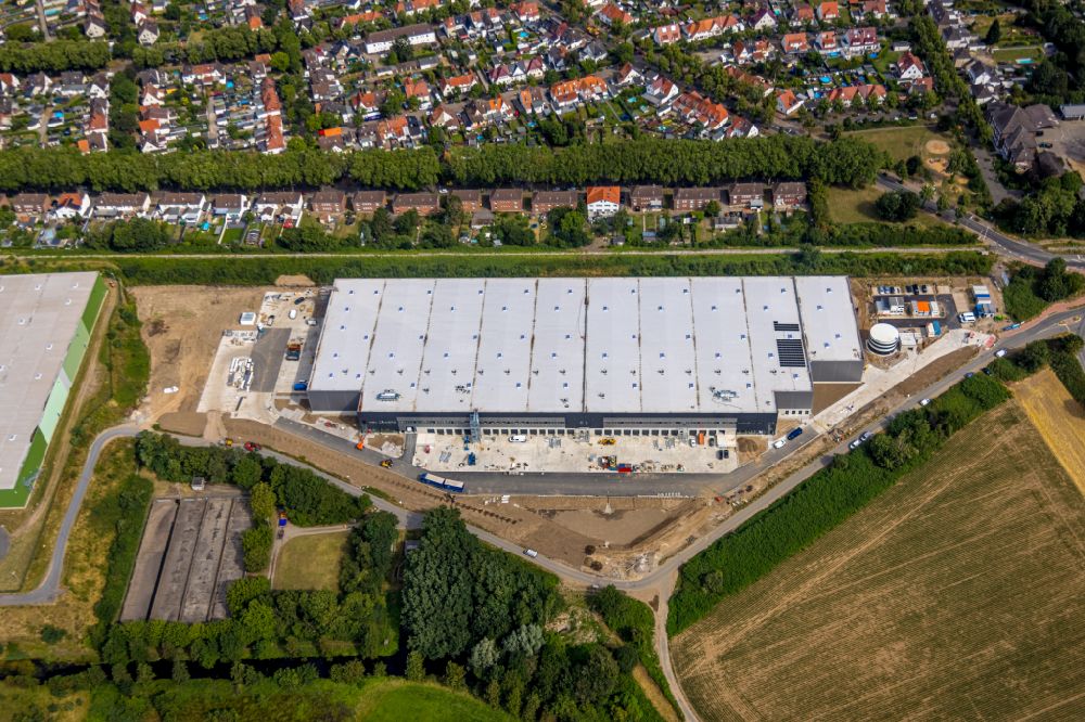 Luftbild Kamp-Lintfort - Lagerhallen und Speditionsgebäude - Neubau Alpha Industrial in Kamp-Lintfort im Bundesland Nordrhein-Westfalen, Deutschland