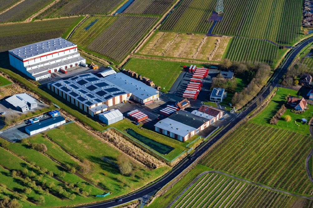 Luftbild Hollern-Twielenfleth - Lagerhallen und Speditionsgebäude Pape Logistics in Hollern-Twielenfleth im Bundesland Niedersachsen, Deutschland