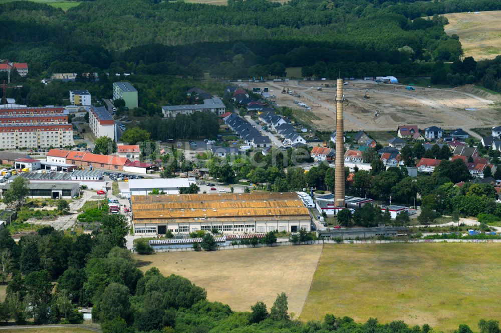 Biesenthal von oben - Lagerhauskomplex- Gebäude im Gewerbegebiet in Biesenthal im Bundesland Brandenburg, Deutschland