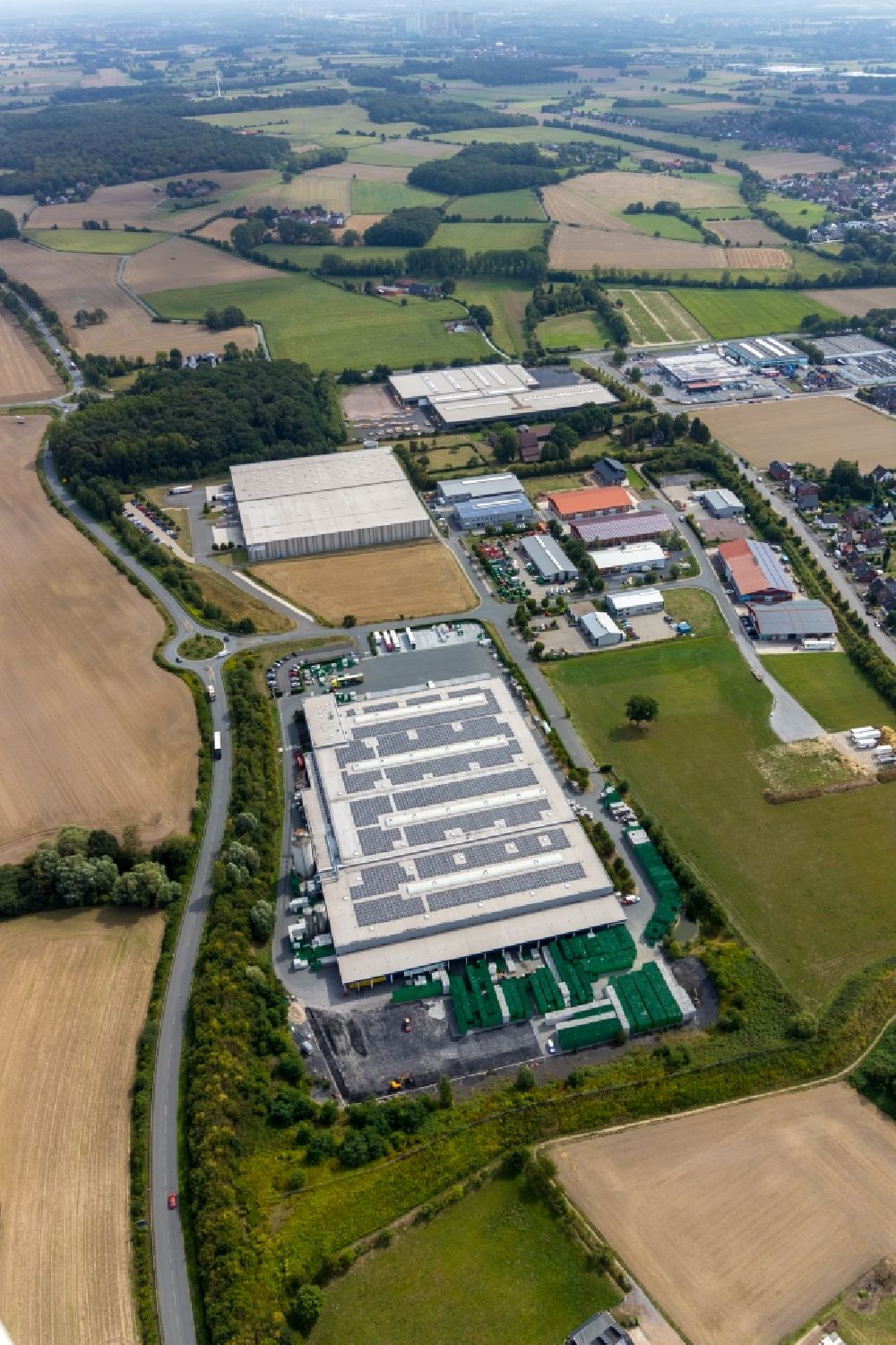 Luftaufnahme Werne - Lagerhauskomplex- Gebäude im Gewerbegebiet der Bohnen Logistik GmbH & Co. KG in Werne im Bundesland Nordrhein-Westfalen, Deutschland