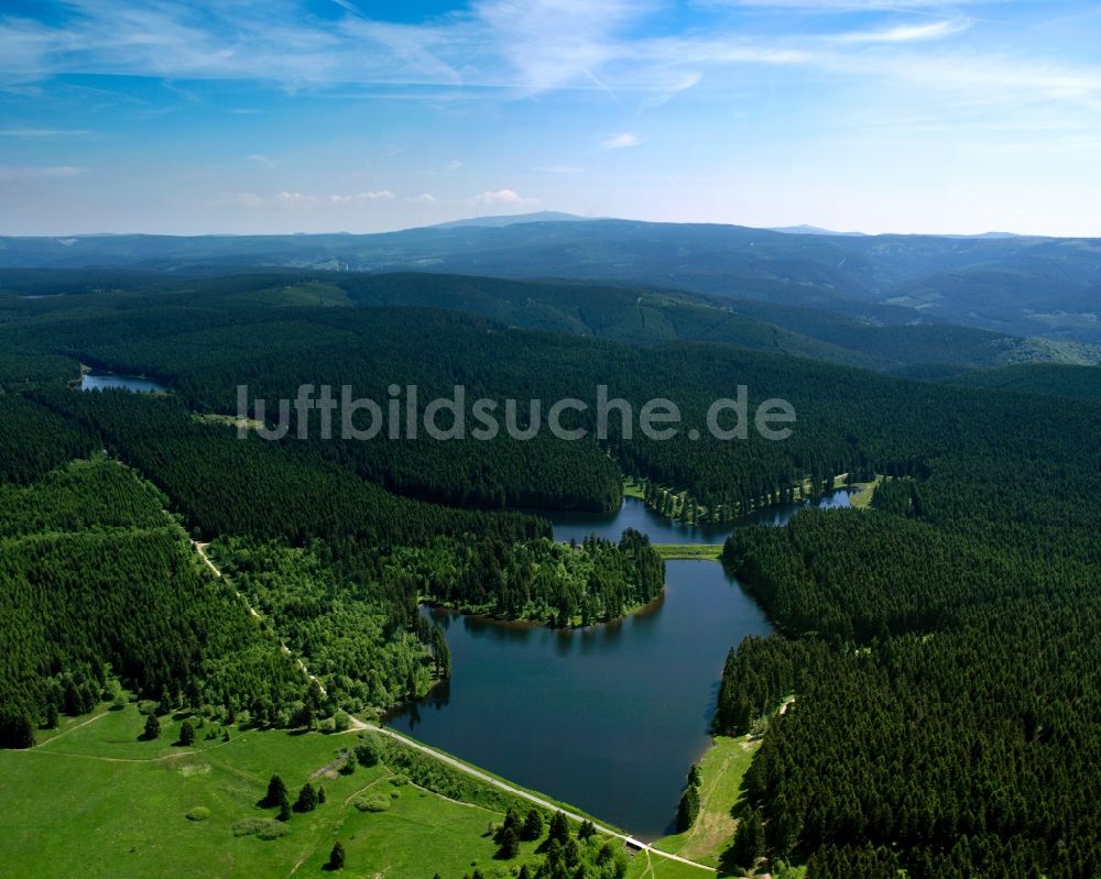 Clausthal-Zellerfeld von oben - Landschaft und Teiche bei Clausthal-Zellerfeld im Bundesland Niedersachsen