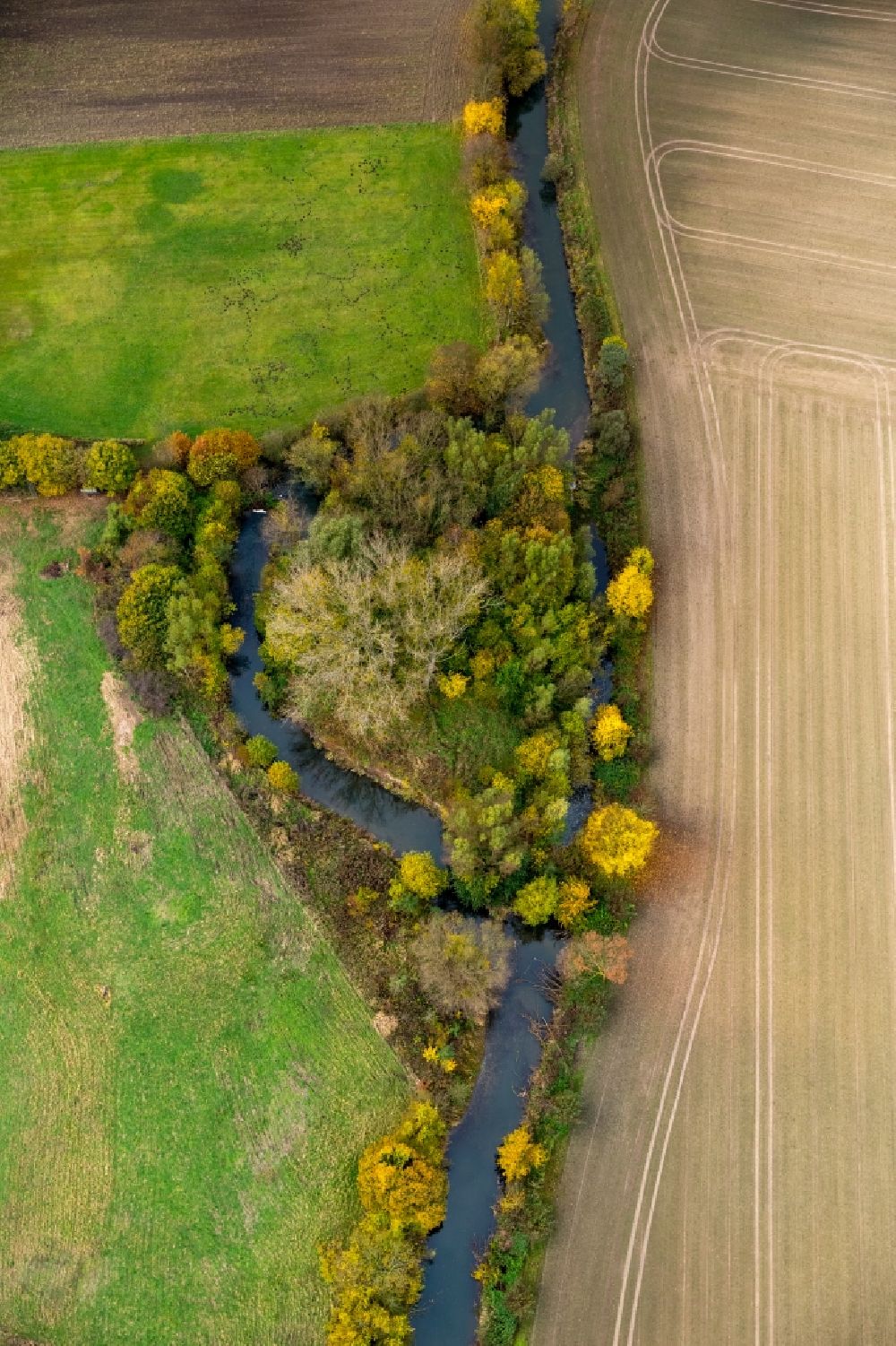 Luftbild Süddinker - Landschaft am Ufer- Verlauf des Flusses Ahse bei Süddinker in Nordrhein-Westfalen