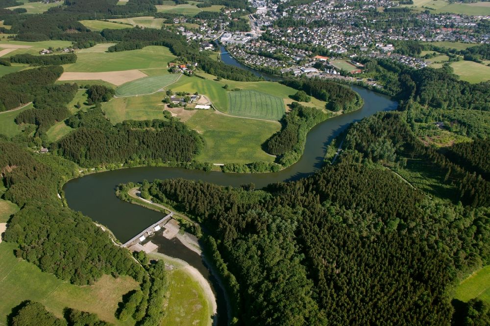 Radevormwald von oben - Landschaft am Uferbereich der Wupper an der Beverttalsperre in Radevormwald im Bundesland Nordrhein-Westfalen