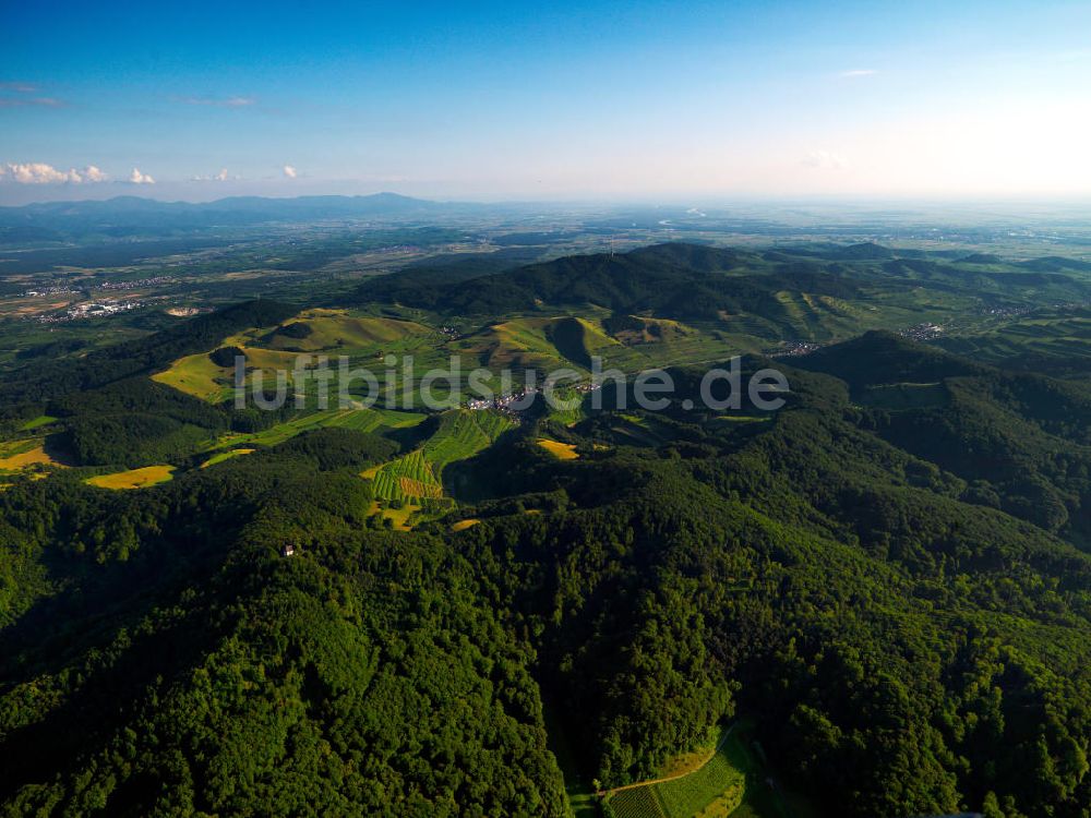 SCHELINGEN aus der Vogelperspektive: Landschaften des Kaiserstuhl s, einem hohes Mittelgebirge im Südwesten von Baden-Württemberg