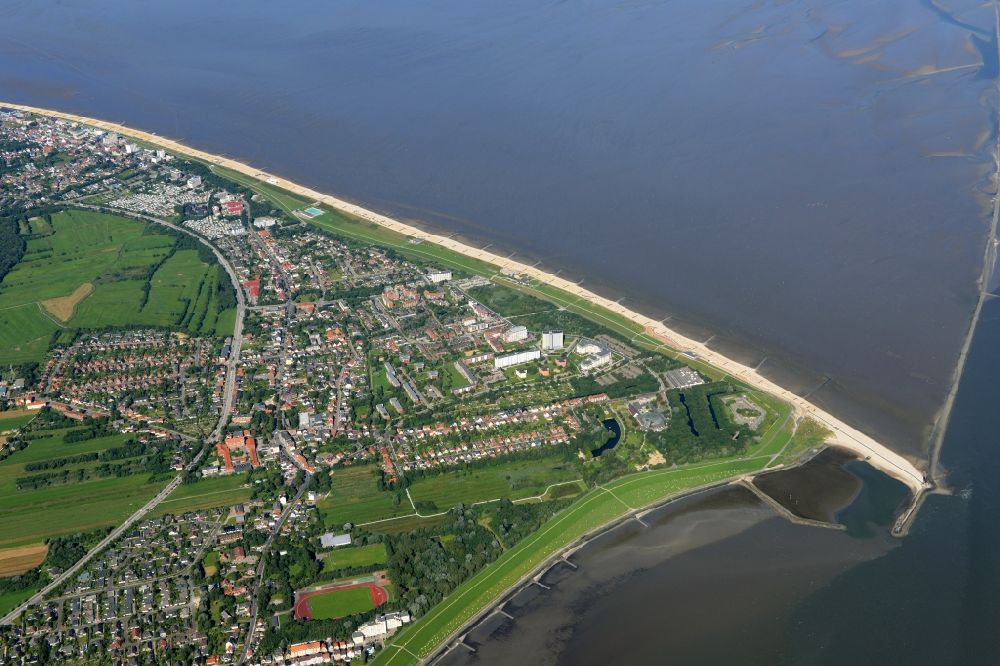 Luftbild Cuxhaven - Landspitze an der Elbmündung im Kurviertel Döse in Cuxhaven im Bundesland Niedersachsen