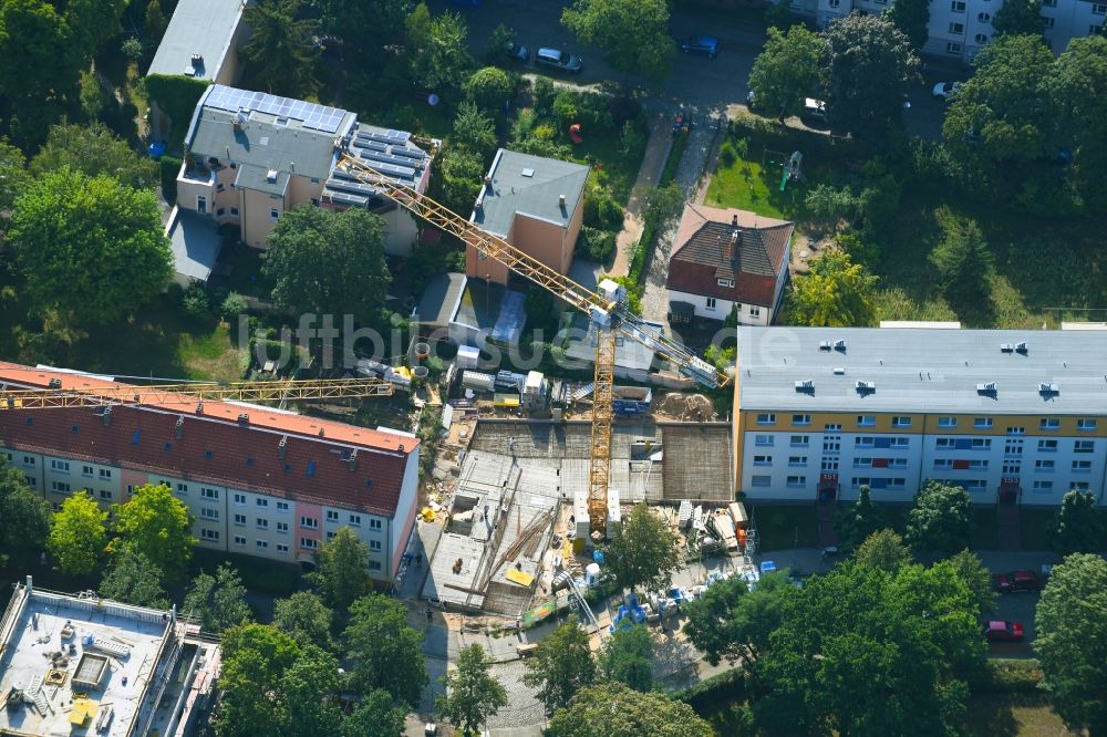 Luftbild Berlin - Lückenbebauung entlang der Mehrfamilienhaus- Wohnhaus- Siedlung Friedlander Straße im Ortsteil Adlershof in Berlin, Deutschland