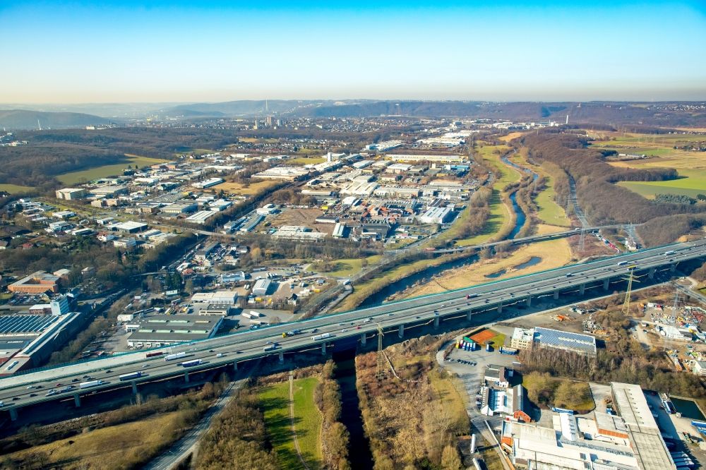 Luftaufnahme Hagen - Lennetalbrücke der Autobahn BAB A45 in Hagen im Bundesland Nordrhein-Westfalen