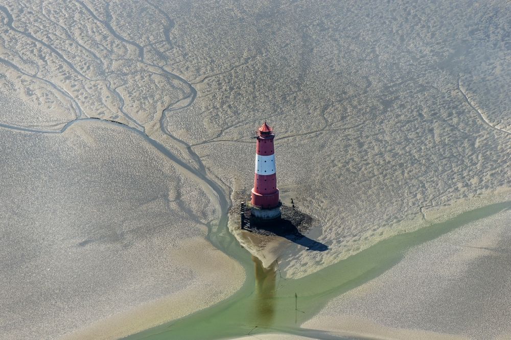 Wilhelmshaven von oben - Leuchtturm Arngast ein Seefahrtszeichen im Jadebusen Südlich von Wilhelmshaven