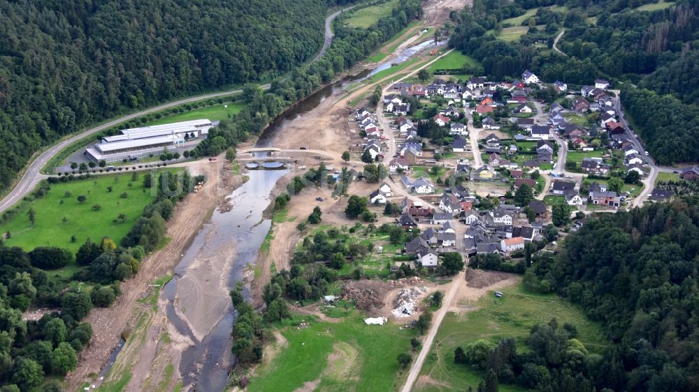 Luftbild Hönningen - Liers nach der Hochwasserkatastrophe im Ahrtal diesen Jahres im Bundesland Rheinland-Pfalz, Deutschland