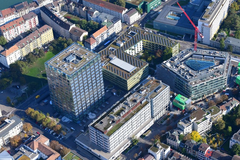 Basel von oben - Life-Sciences-Campus Schällemätteli der Universität Basel mit dem Biozentrum und dem Neubau D-BSSE der ETH in Basel in der Schweiz