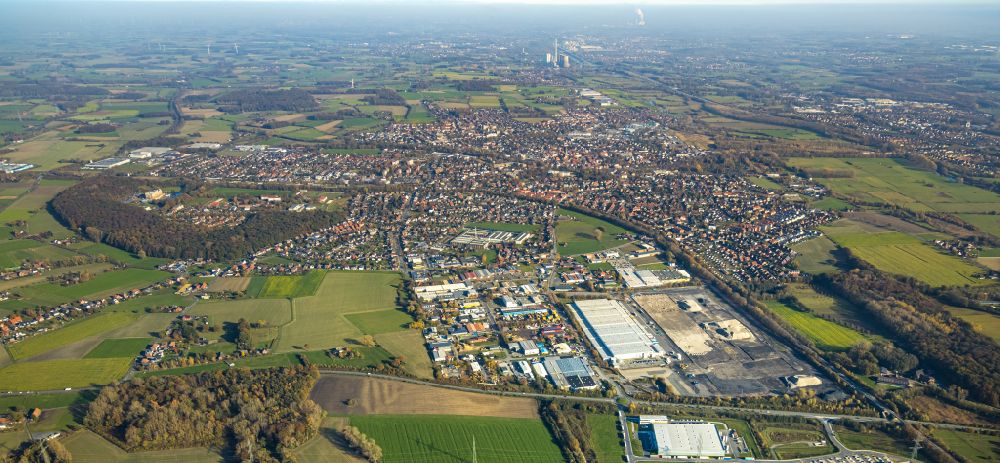 Luftbild Werne - Ländliches Industrie- und Gewerbegebiet in Werne im Bundesland Nordrhein-Westfalen, Deutschland