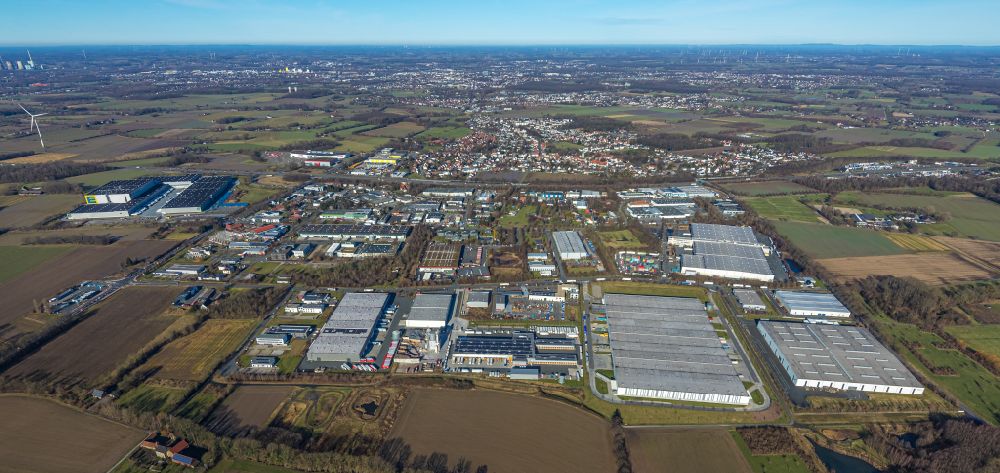 Luftaufnahme Hamm - Logistikzentrum am Oberallener Weg in Hamm im Bundesland Nordrhein-Westfalen, Deutschland