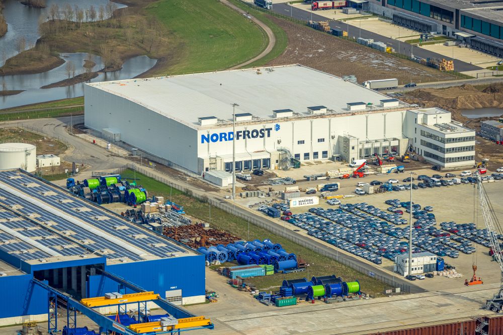 Luftaufnahme Wesel - Logistikzentrums NORDFROST GmbH & Co. KG in Wesel im Bundesland Nordrhein-Westfalen, Deutschland