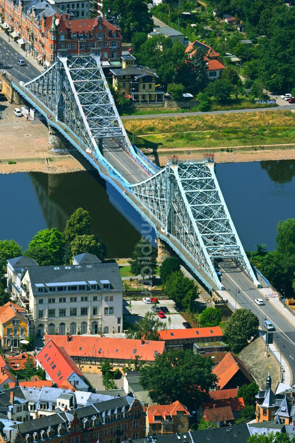 Luftbild Dresden - Loschwitzer Brücke Blaues Wunder über dem Fluss Elbe in Dresden im Bundesland Sachsen