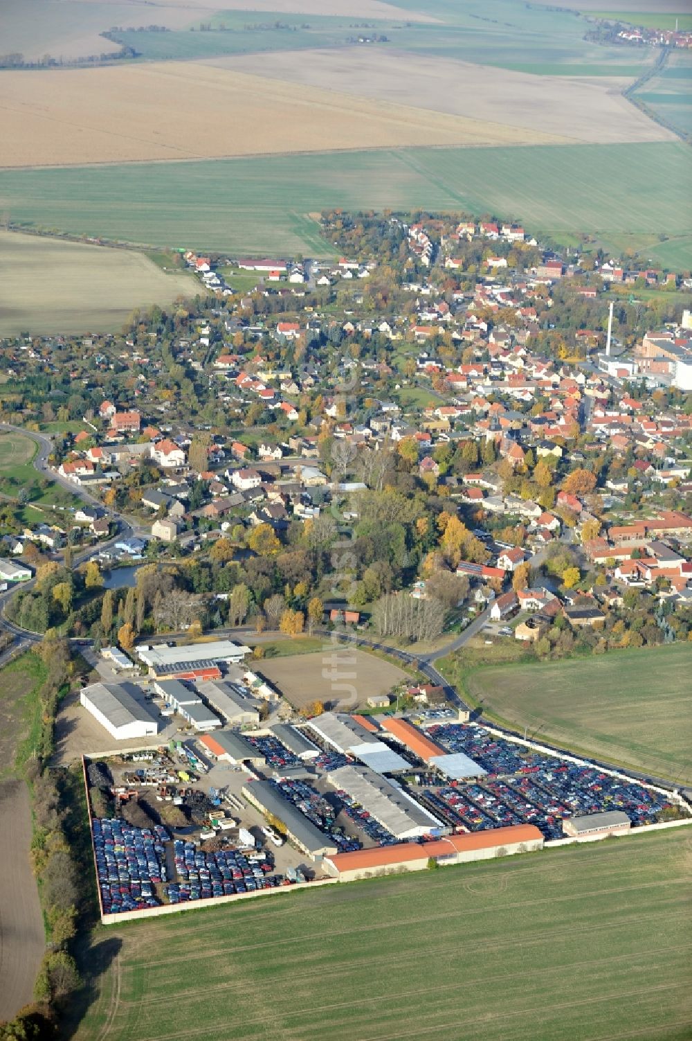 Krostitz von oben - LRP-Autorecycling GmbH in Krostitz in Sachsen