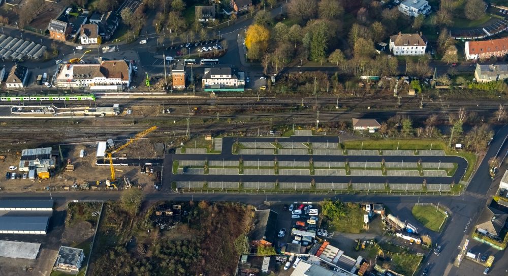 Luftbild Haltern am See - Luftbild von Bauarbeiten zur Sanierung am Gleisverlauf und Bahnhofsgebäude in Haltern am See im Bundesland Nordrhein-Westfalen, Deutschland