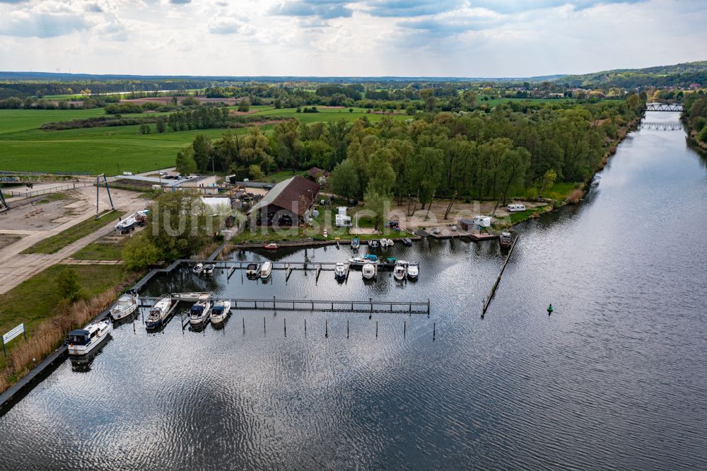 Luftbild Oderberg - Marina - Hafenbereich am Ufer des Oder-Havel-Kanal in Oderberg im Bundesland Brandenburg, Deutschland