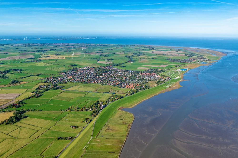 Luftaufnahme Butjadingen - Meeres-Küste Burhave in Butjadingen im Bundesland Niedersachsen, Deutschland