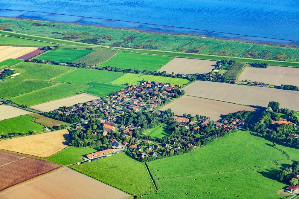 Luftaufnahme Wangerland - Meeres-Küste Minsen in Wangerland im Bundesland Niedersachsen, Deutschland