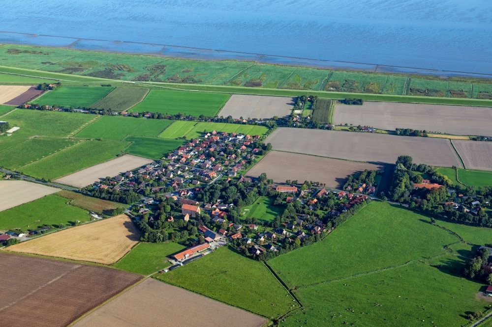 Wangerland aus der Vogelperspektive: Meeres-Küste Minsen in Wangerland im Bundesland Niedersachsen, Deutschland