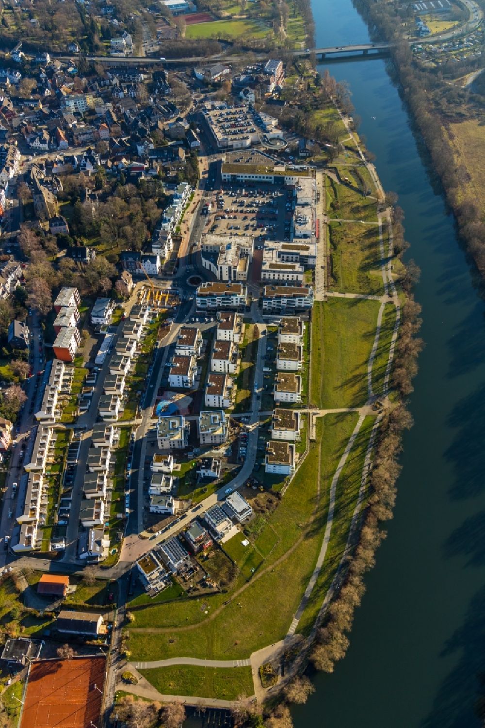Luftbild Herdecke - Mehrfamilienhaus-Wohnanlage im Wohngebiet Ufer-Viertel im Ortsteil Westende in Herdecke im Bundesland Nordrhein-Westfalen