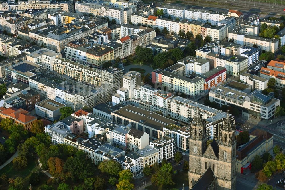 Luftbild Magdeburg - Mehrfamilienhaus-Wohnanlage im Zentrum in Magdeburg im Bundesland Sachsen-Anhalt, Deutschland