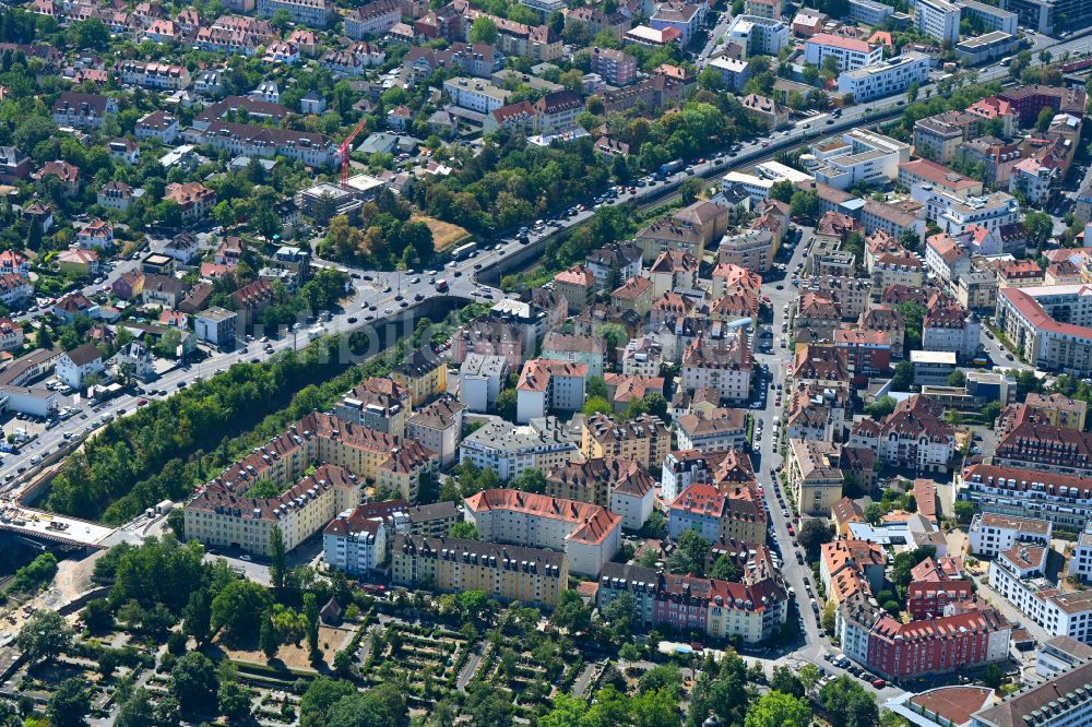 Luftaufnahme Würzburg - Mehrfamilienhaussiedlung an der Annastraße in Würzburg im Bundesland Bayern, Deutschland