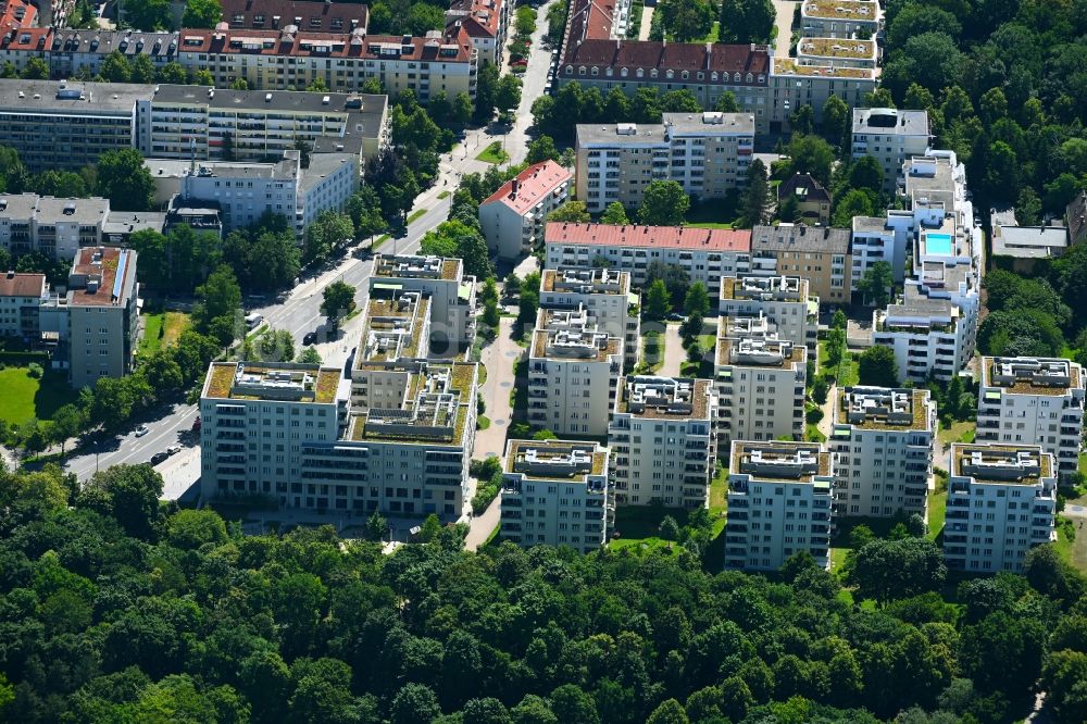 Luftaufnahme München - Mehrfamilienhaussiedlung an der Faberstraße in München im Bundesland Bayern, Deutschland