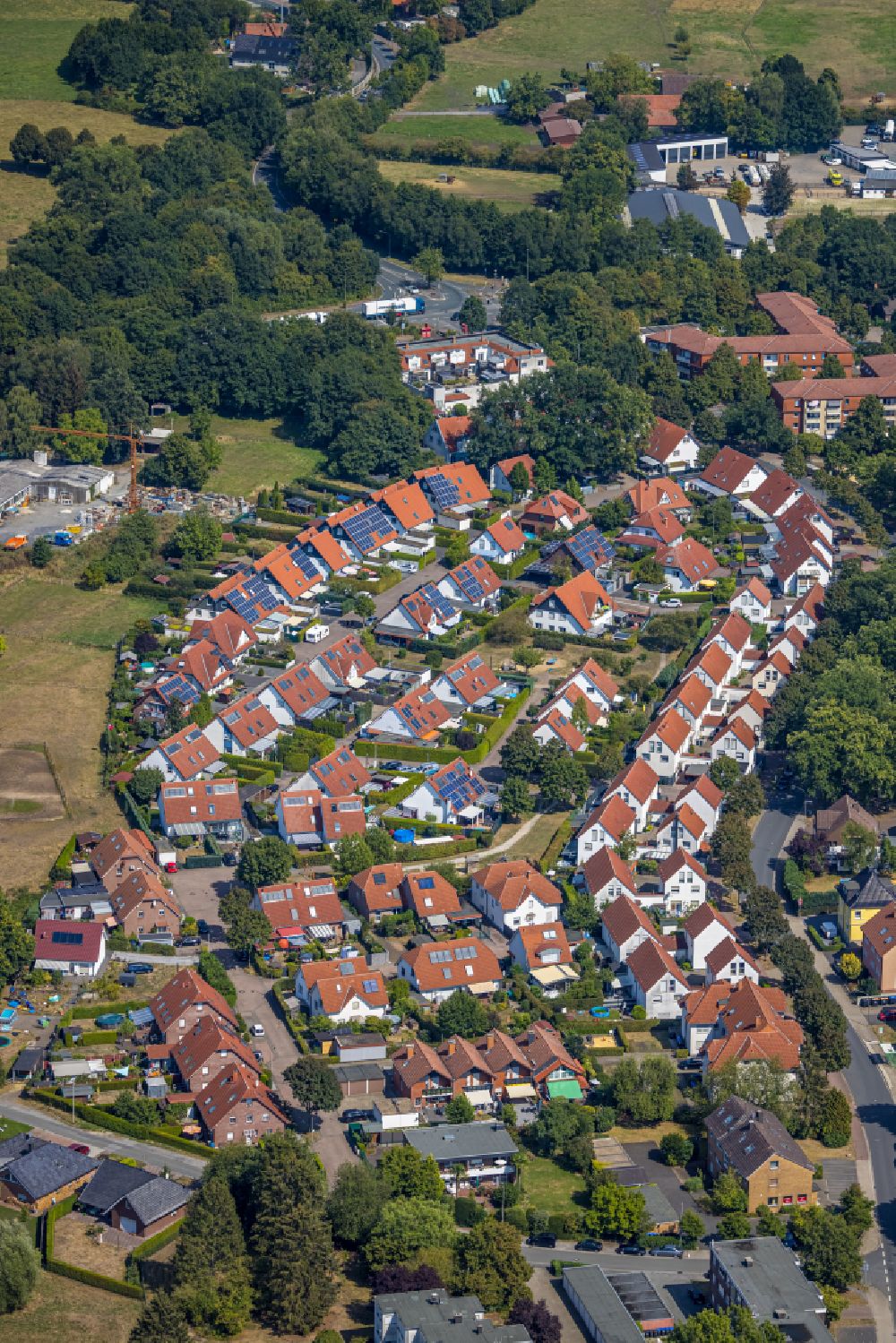 Luftaufnahme Herringer Heide - Mehrfamilienhaussiedlung in Herringer Heide im Bundesland Nordrhein-Westfalen, Deutschland