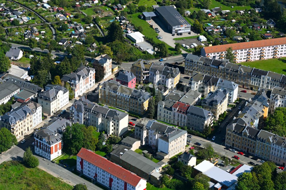Luftaufnahme Plauen - Mehrfamilienhaussiedlung an der Morgenbergstraße in Plauen im Bundesland Sachsen, Deutschland
