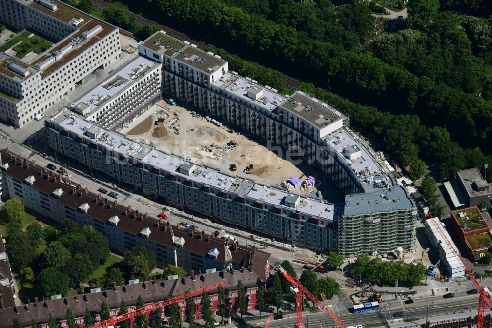Luftaufnahme München - Mehrfamilienhaussiedlung Welfengarten im Ortsteil Au-Haidhausen in München im Bundesland Bayern, Deutschland