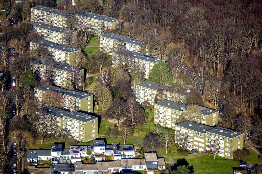 Luftbild Hagen - Mehrfamilienhaussiedlung zwischen Lassallestraße und Buschstraße in Hagen im Bundesland Nordrhein-Westfalen, Deutschland