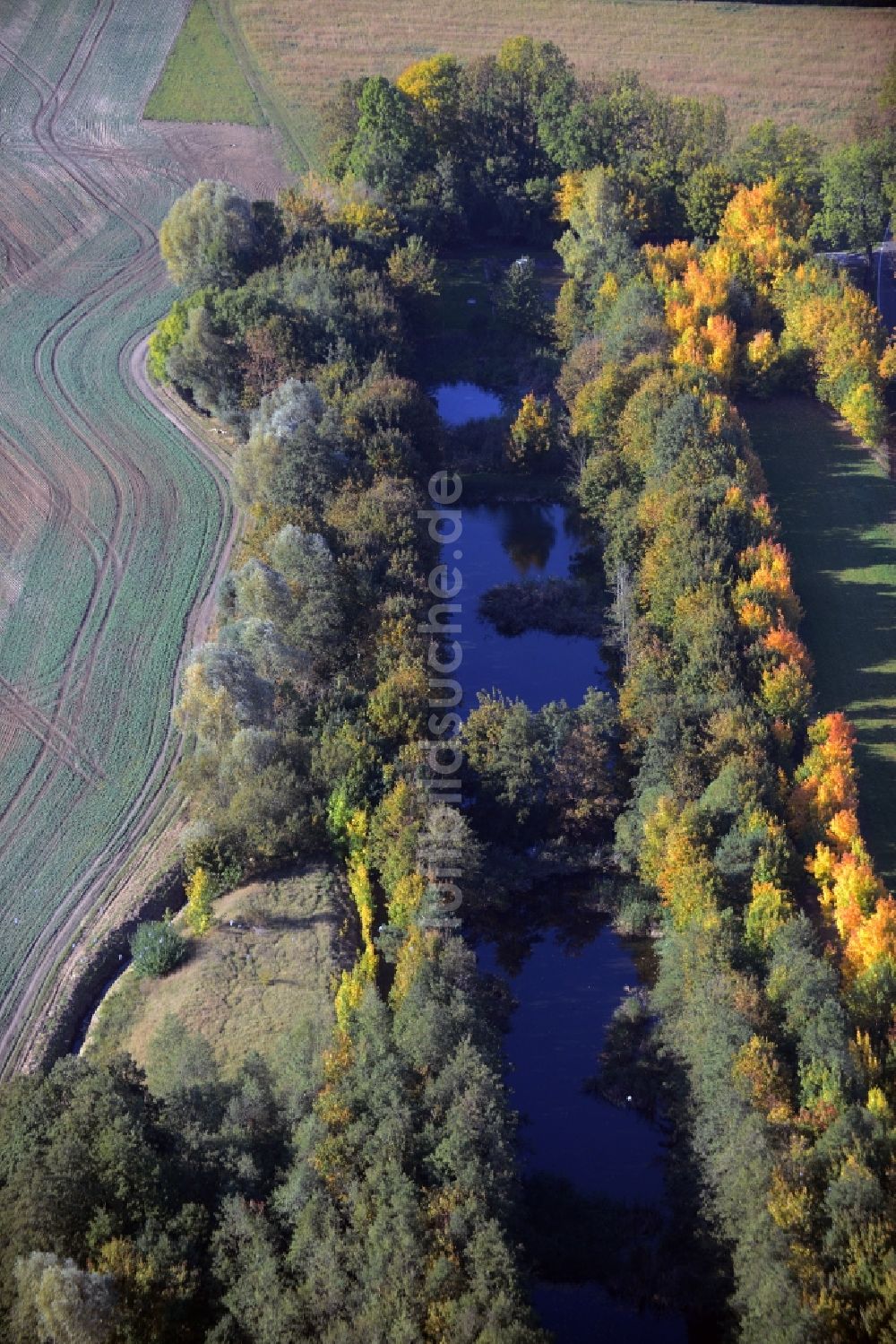 Luftbild Krummensee - Melorationsgraben und Kanäle auf landwirtschaftlichen Feldern in Krummensee im Bundesland Brandenburg