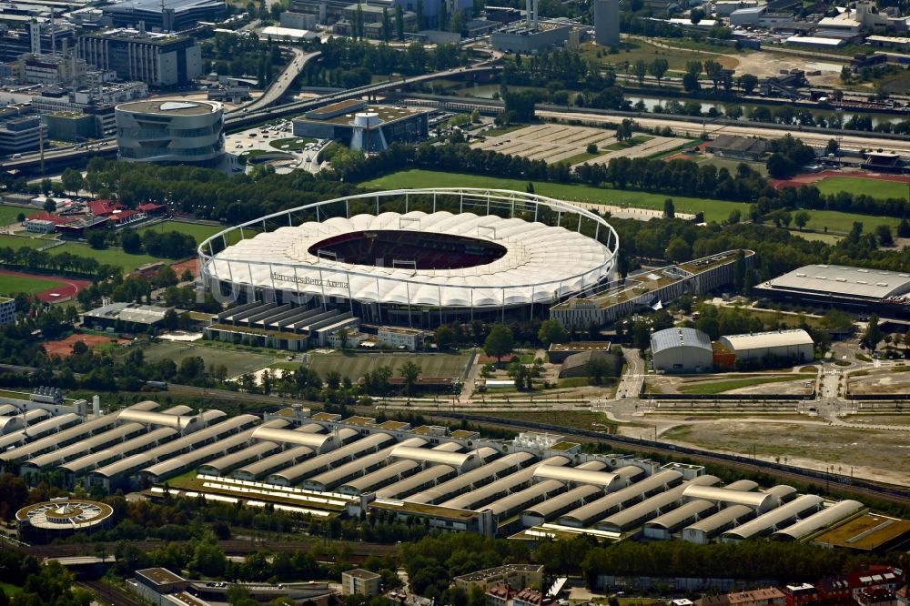 Stuttgart von oben - Mercedes-Benz Arena in Stuttgart im Bundesland Baden-Württemberg, Deutschland