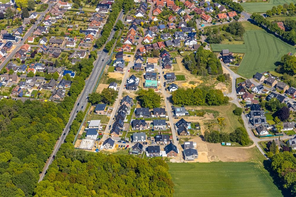 Haltern am See von oben - Mischbebauung einer Mehr- und Einfamilienhaussiedlung Im Grünen Winkel in Haltern am See im Bundesland Nordrhein-Westfalen, Deutschland