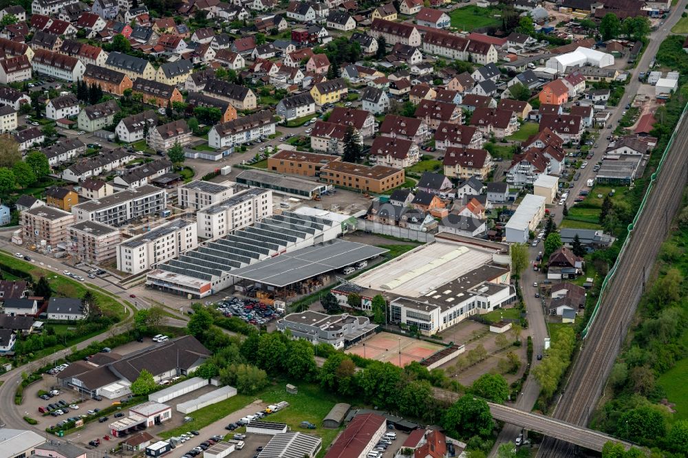 Luftbild Kenzingen - Mischbebauung der Wohngebiets- und Gewerbeflächen Industriestraße - Breitenfeldstraße in Kenzingen im Bundesland Baden-Württemberg, Deutschland