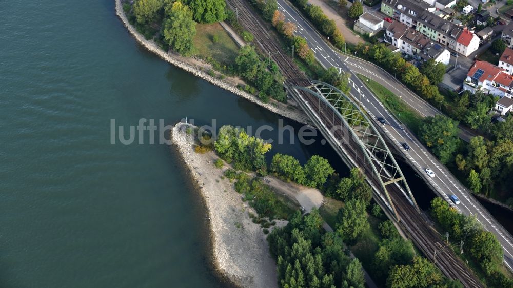 Luftaufnahme Neuwied - Mündung des Flusses Wied in den Rhein bei Irlich im Bundesland Rheinland-Pfalz, Deutschland