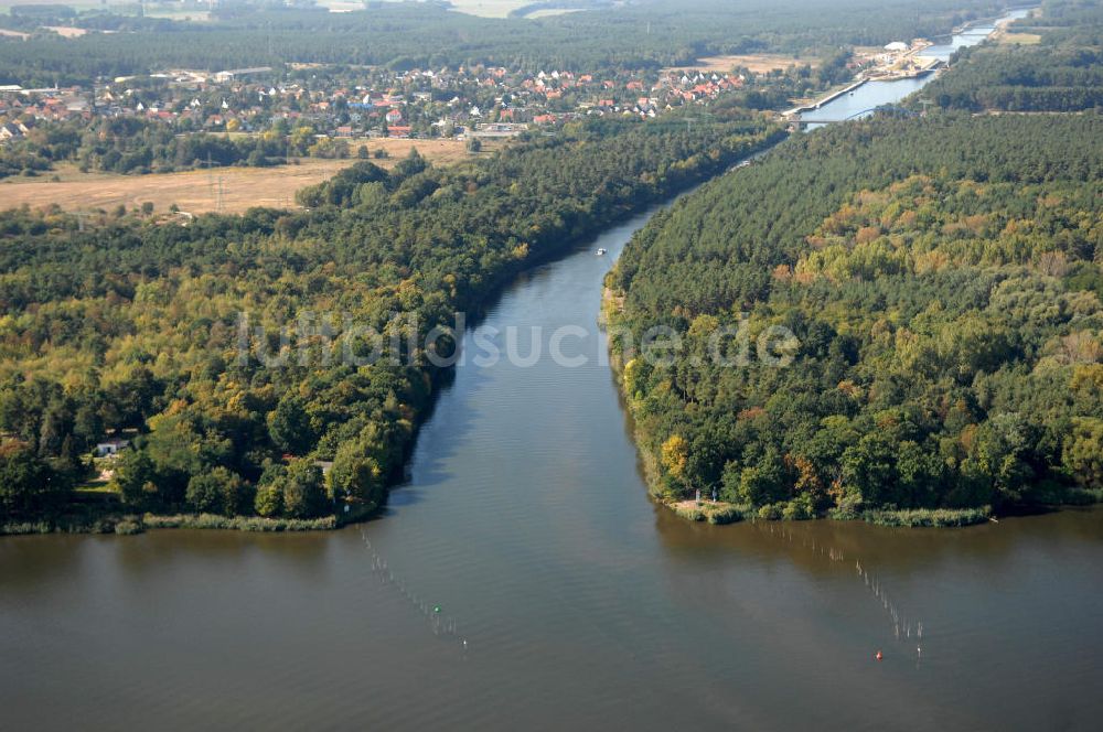 Brandenburg OT Kirchmöser von oben - Mündung der Havel in den Elbe-Havel-Kanal im Wendsee Brandenburg