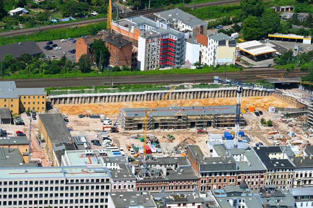 Luftaufnahme Magdeburg - Modernisierung Gebäudekomplex der Polizei Polizeiinspektion in Magdeburg im Bundesland Sachsen-Anhalt, Deutschland