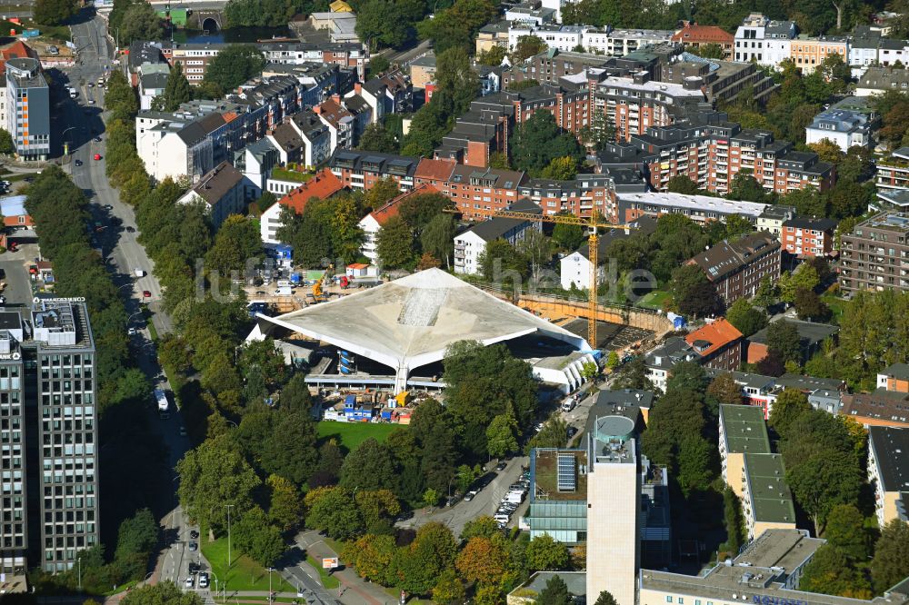 Luftaufnahme Hamburg - Modernisierung der Schwimmhalle Alster-Schwimmhalle im Ortsteil Hohenfelde in Hamburg, Deutschland