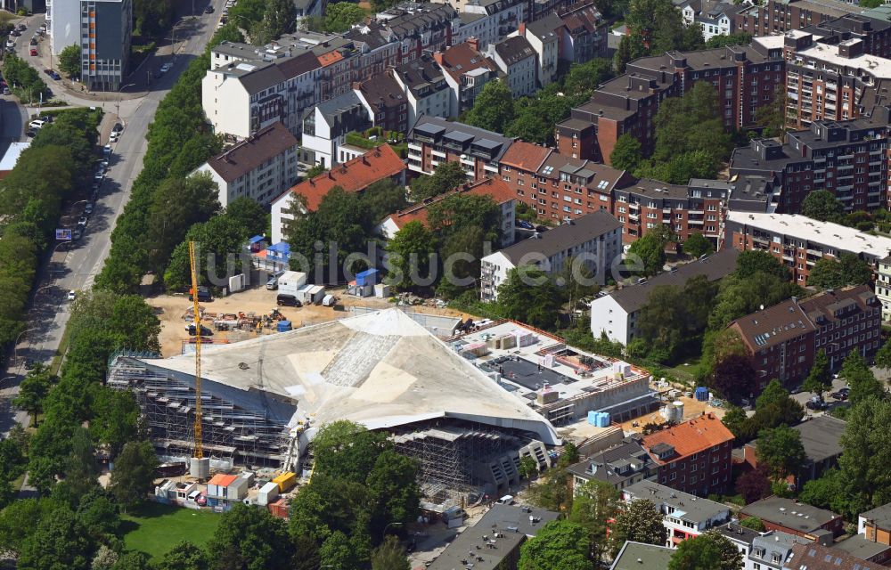 Luftbild Hamburg - Modernisierung der Schwimmhalle Alster-Schwimmhalle im Ortsteil Hohenfelde in Hamburg, Deutschland