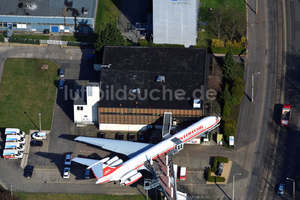 Leipzig von oben - Museums- Flugzeug einer Iljuschin IL-62 der INTERFLUG in Leipzig im Bundesland Sachsen, Deutschland
